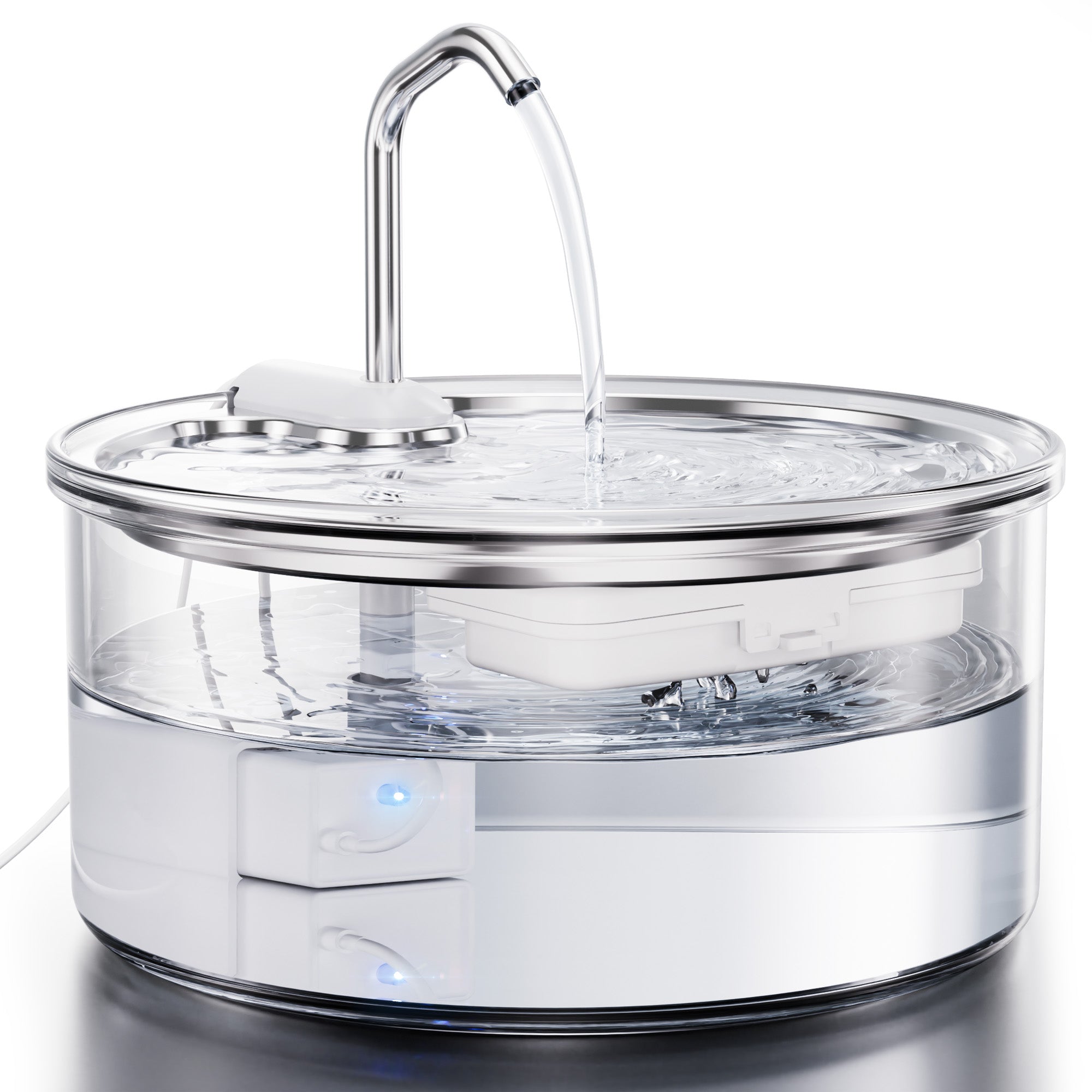 WF-P11G-Tomxcute Glass Cat Water Fountain - 108oz/3.2L Ultra-Quiet Cat Fountain for Drinking