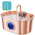 Tomxcute Stainless Steel Cat Water Fountain with Copper Plating -3.2L/108oz