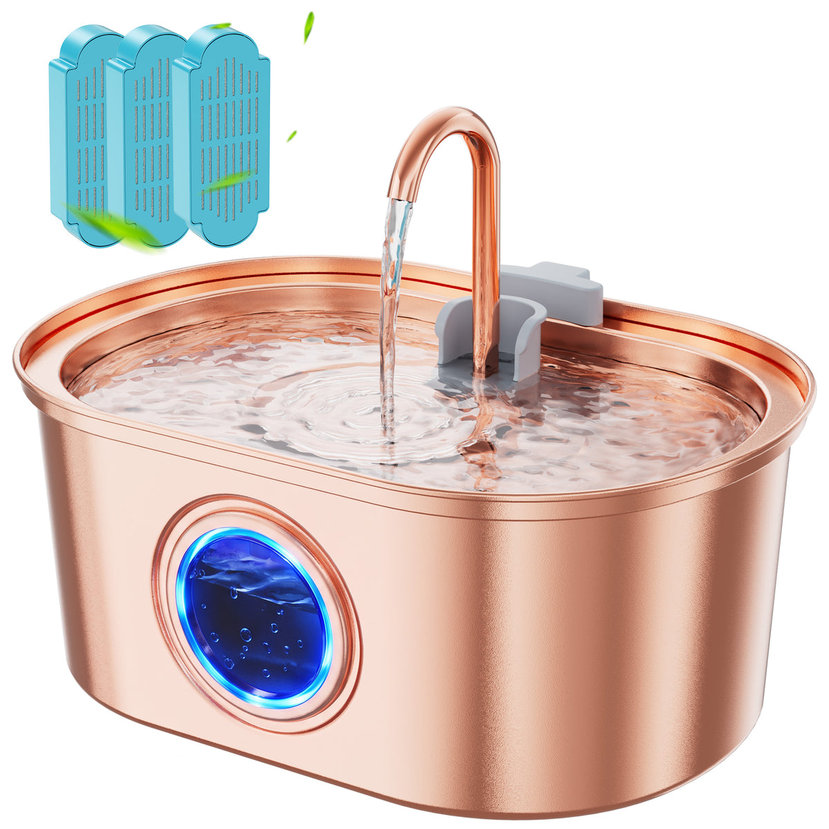 Tomxcute Stainless Steel Cat Water Fountain with Copper Plating -3.2L/108oz