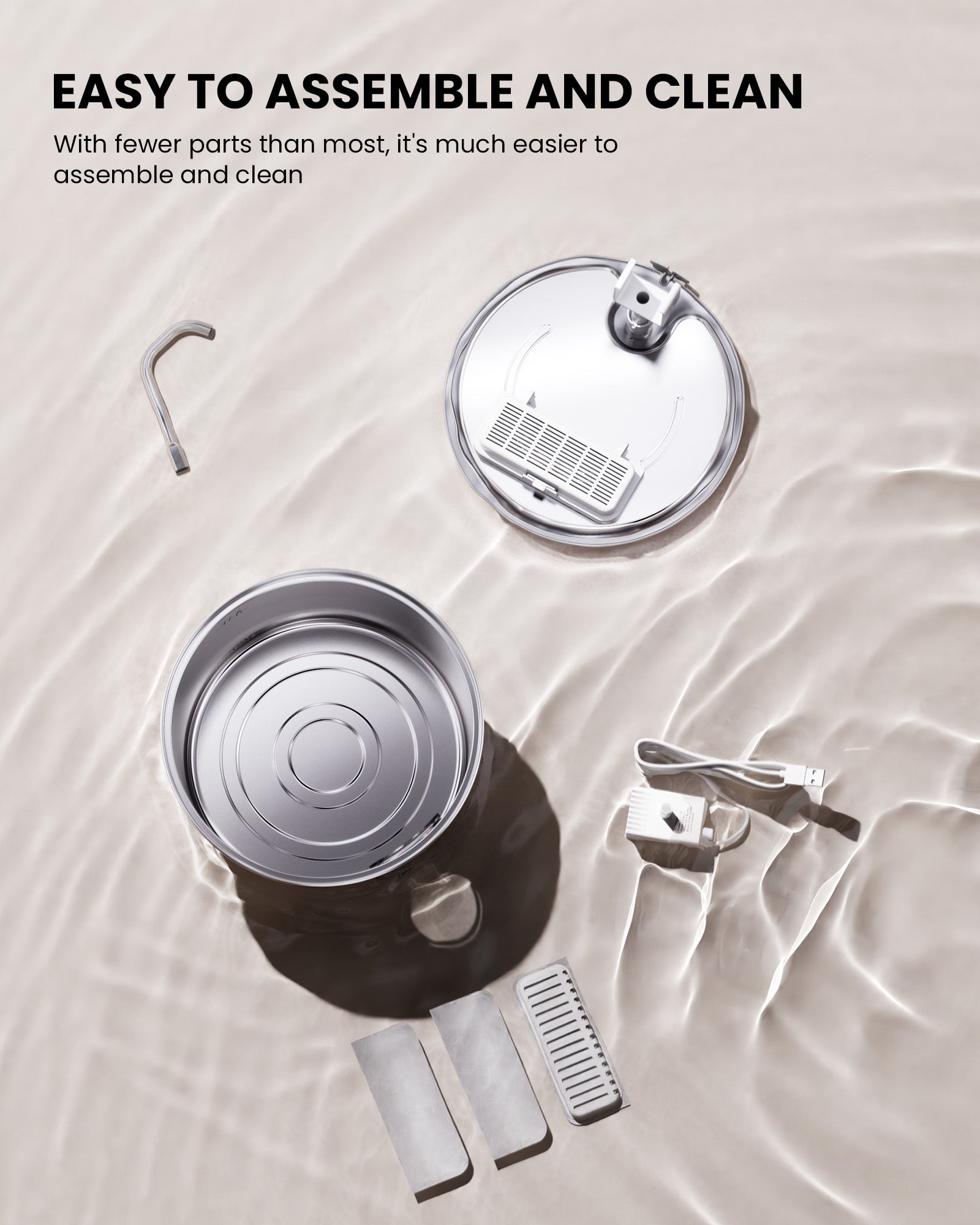 3.2L Stainless Steel Visible Window Pet Water Dispenser