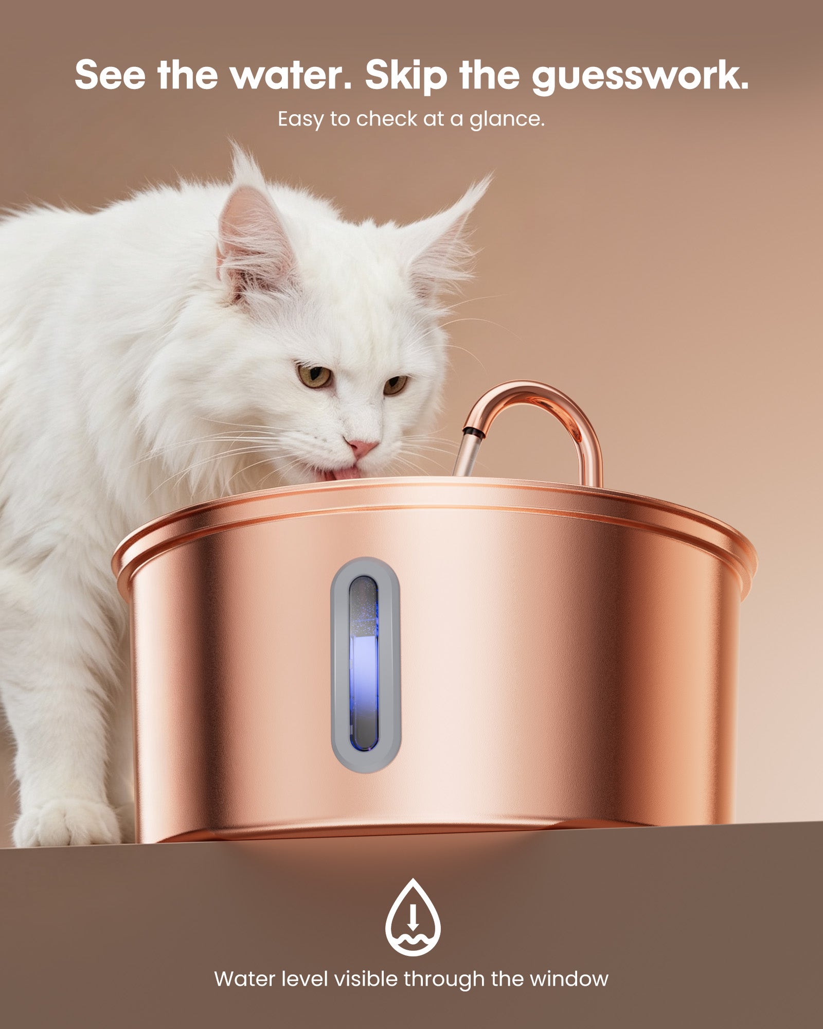 3.2L/108oz Electroplated Copper Pet Drinking Water Dispenser