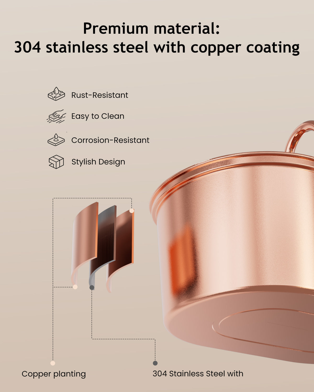 Tomxcute Stainless Steel Cat Water Fountain with Copper Plating -3.2L/108oz