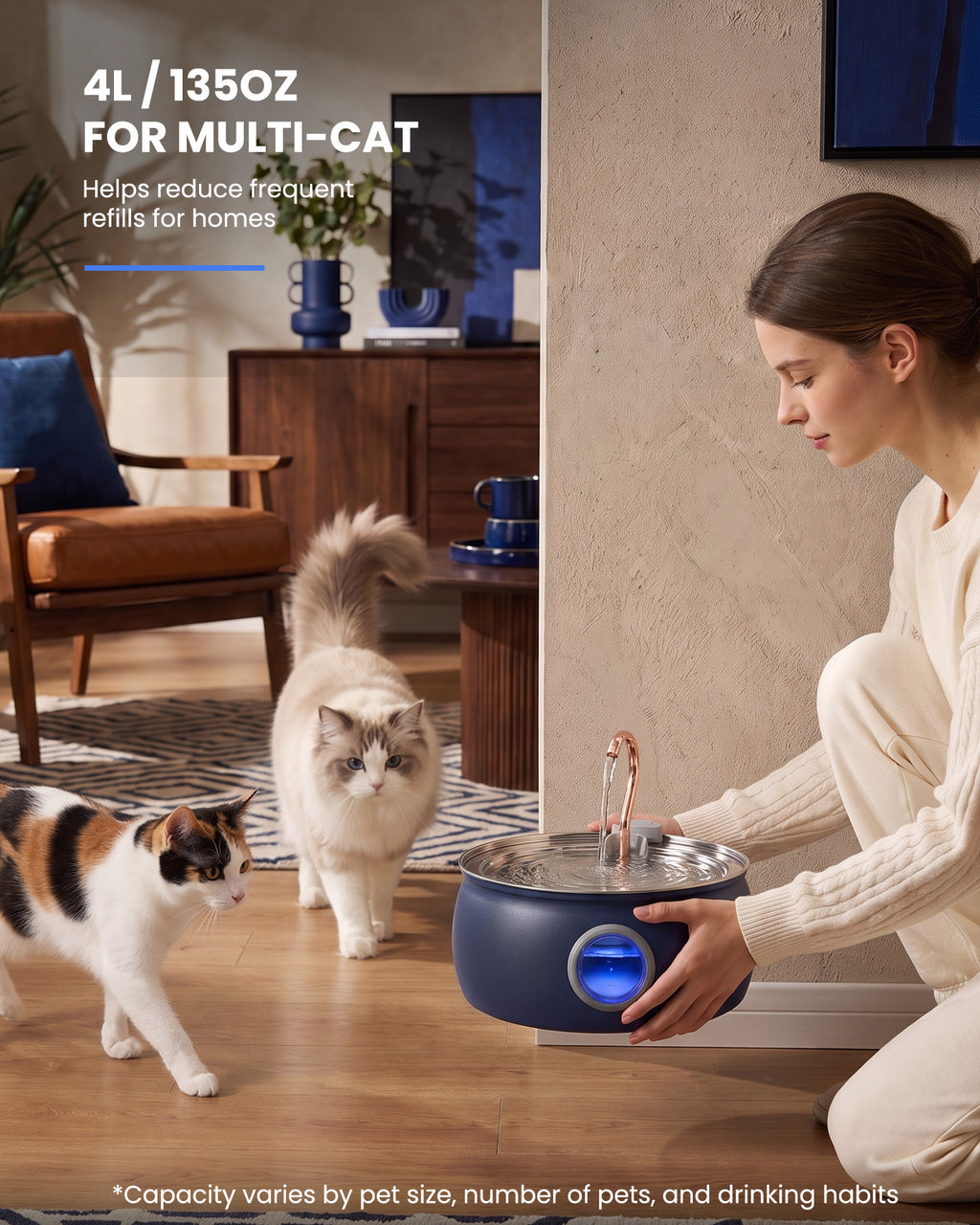 4L painted blue pet water dispenser, stainless steel liner, electroplated copper faucet-Tomxcute - WF-T2CWX