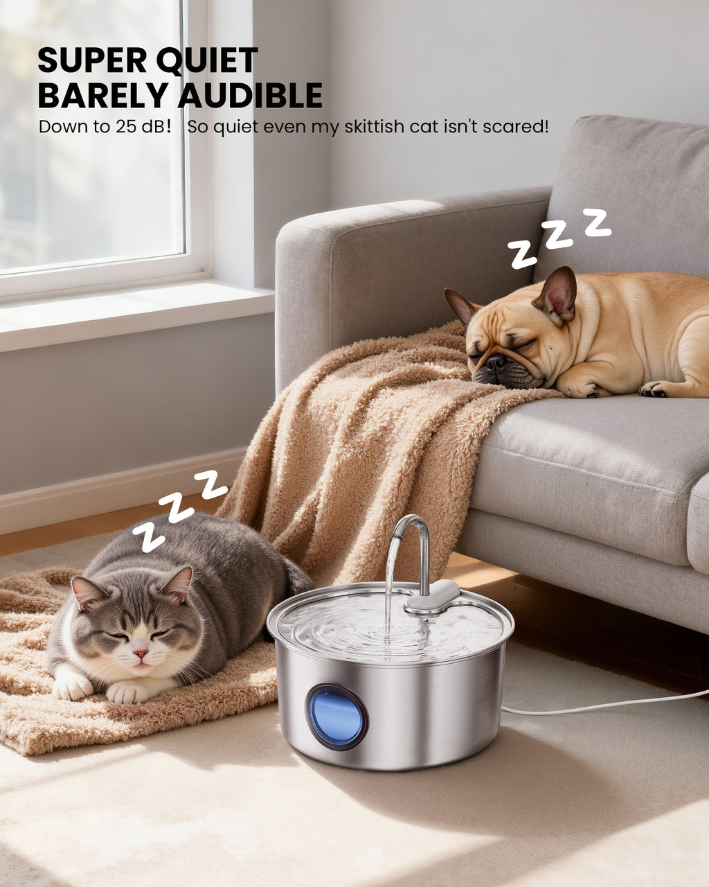 3.2L Stainless Steel Visible Window Pet Water Dispenser