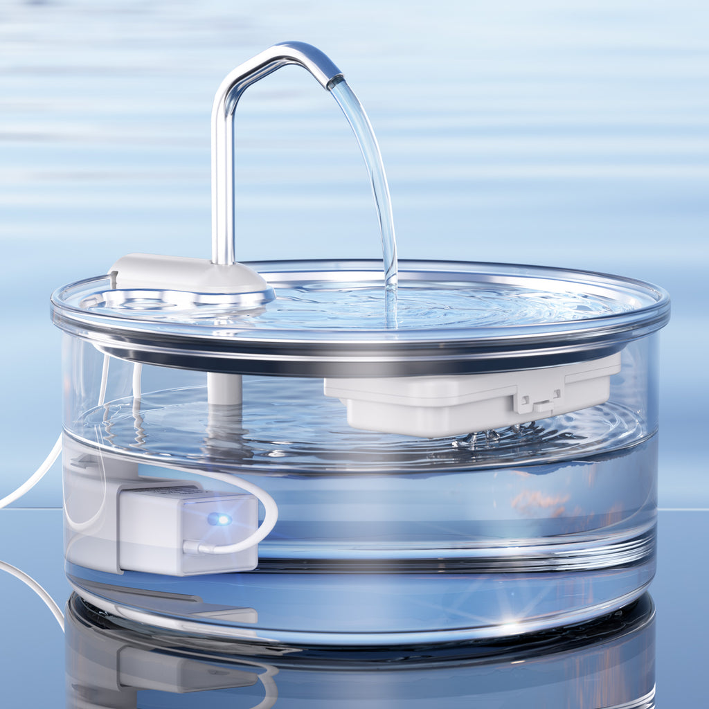 WF-P11G-Tomxcute Glass Cat Water Fountain - 108oz/3.2L Ultra-Quiet Cat Fountain for Drinking