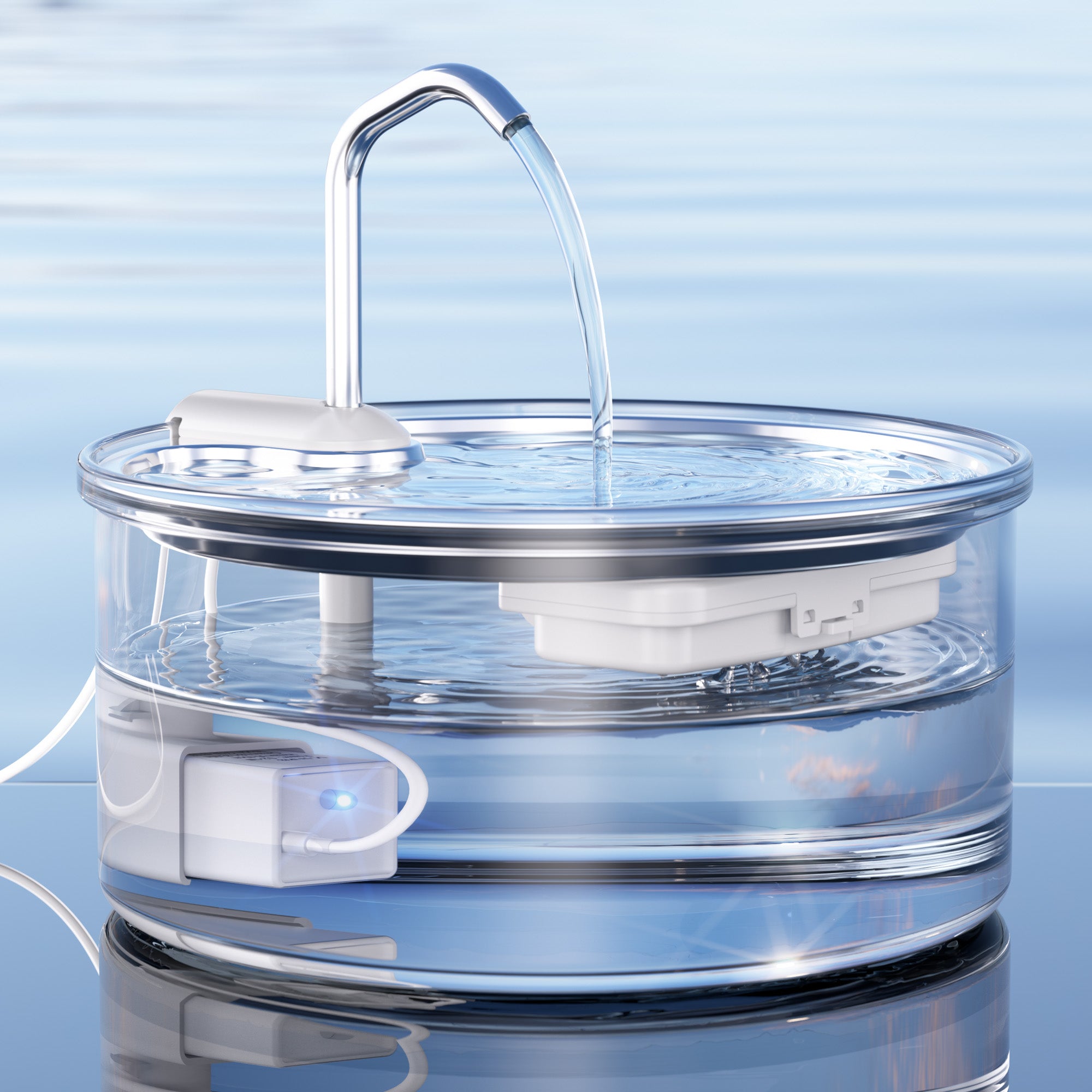 WF-P11G-Tomxcute Glass Cat Water Fountain - 108oz/3.2L Ultra-Quiet Cat Fountain for Drinking