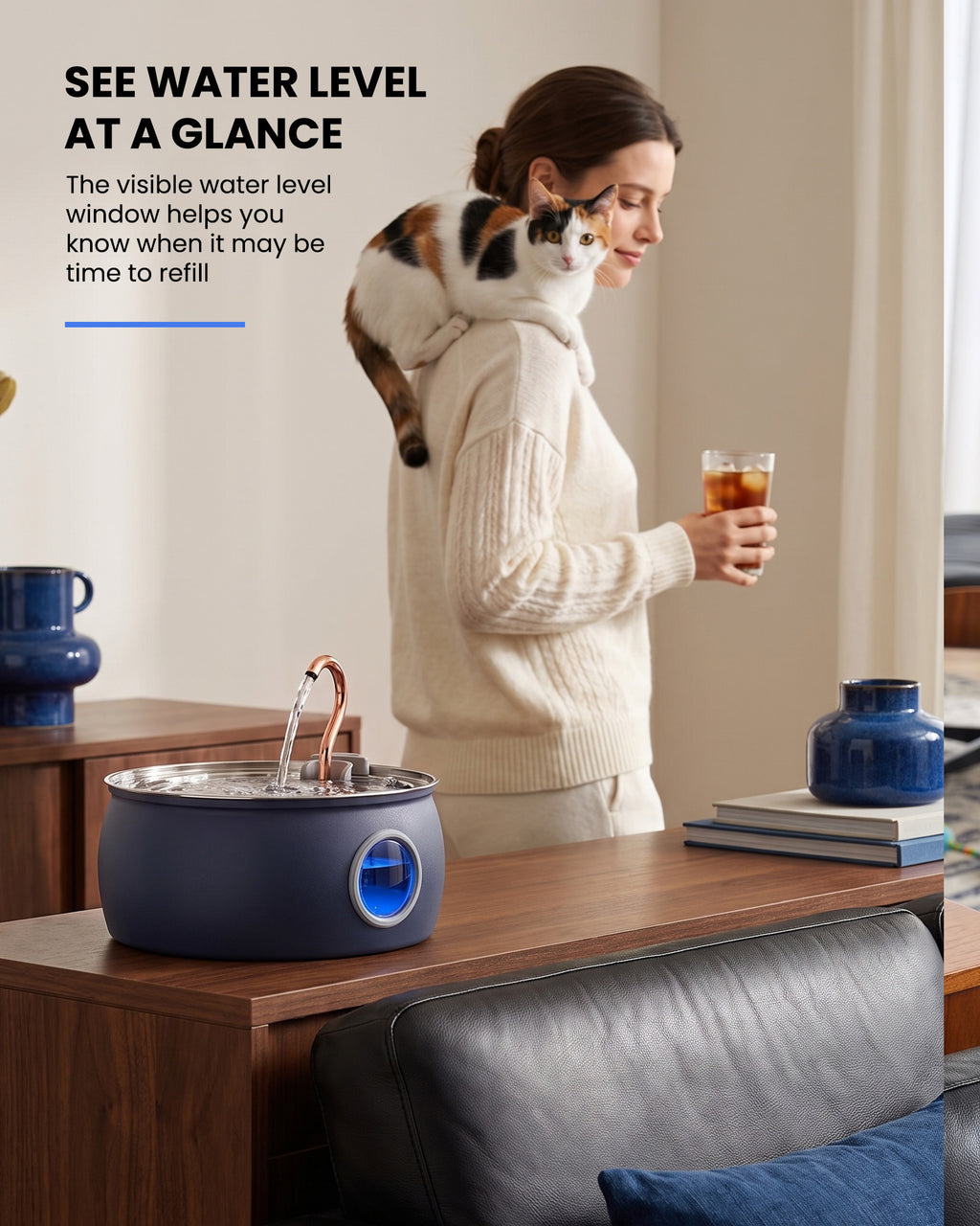 4L painted blue pet water dispenser, stainless steel liner, electroplated copper faucet-Tomxcute - WF-T2CWX