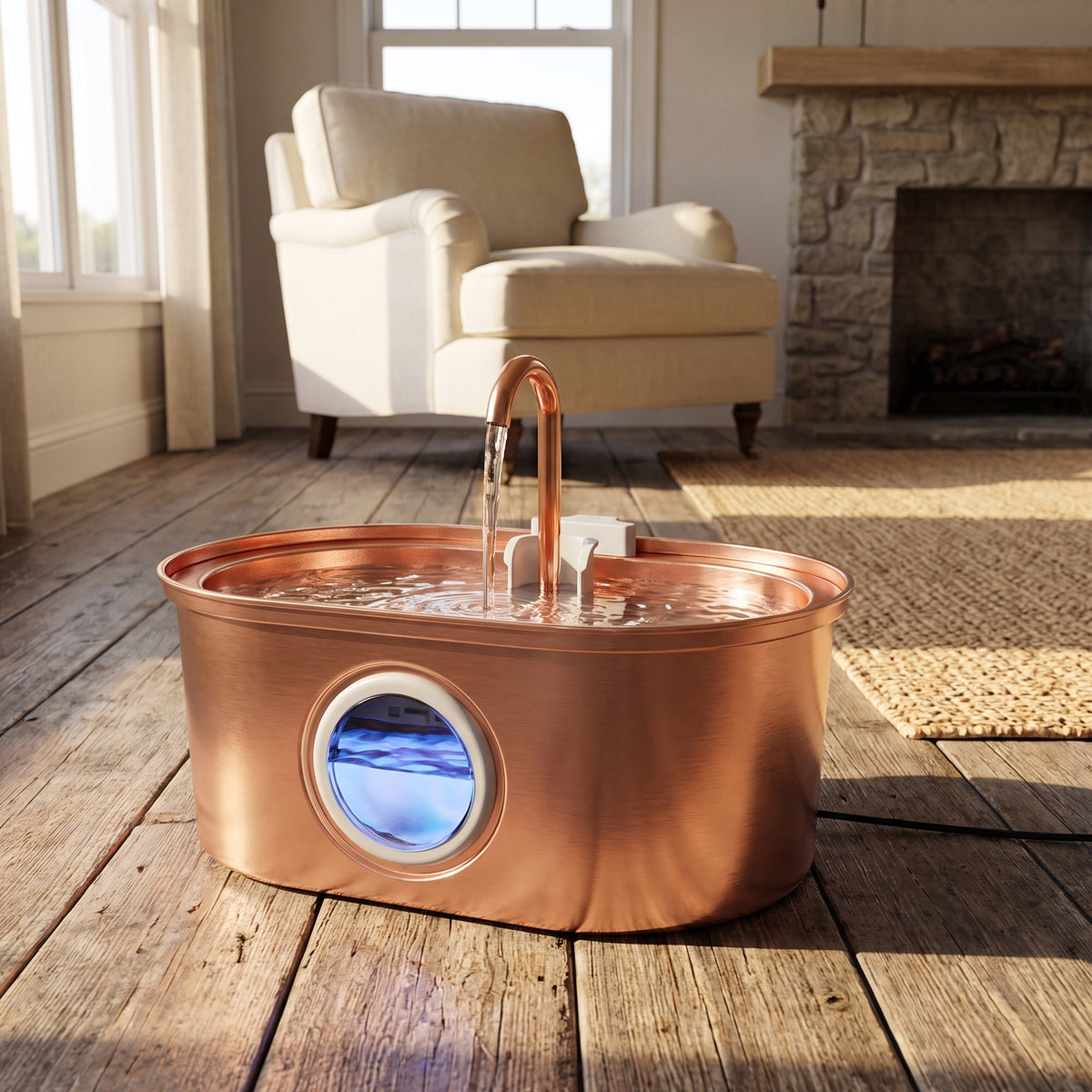 Tomxcute Stainless Steel Cat Water Fountain with Copper Plating -3.2L/108oz
