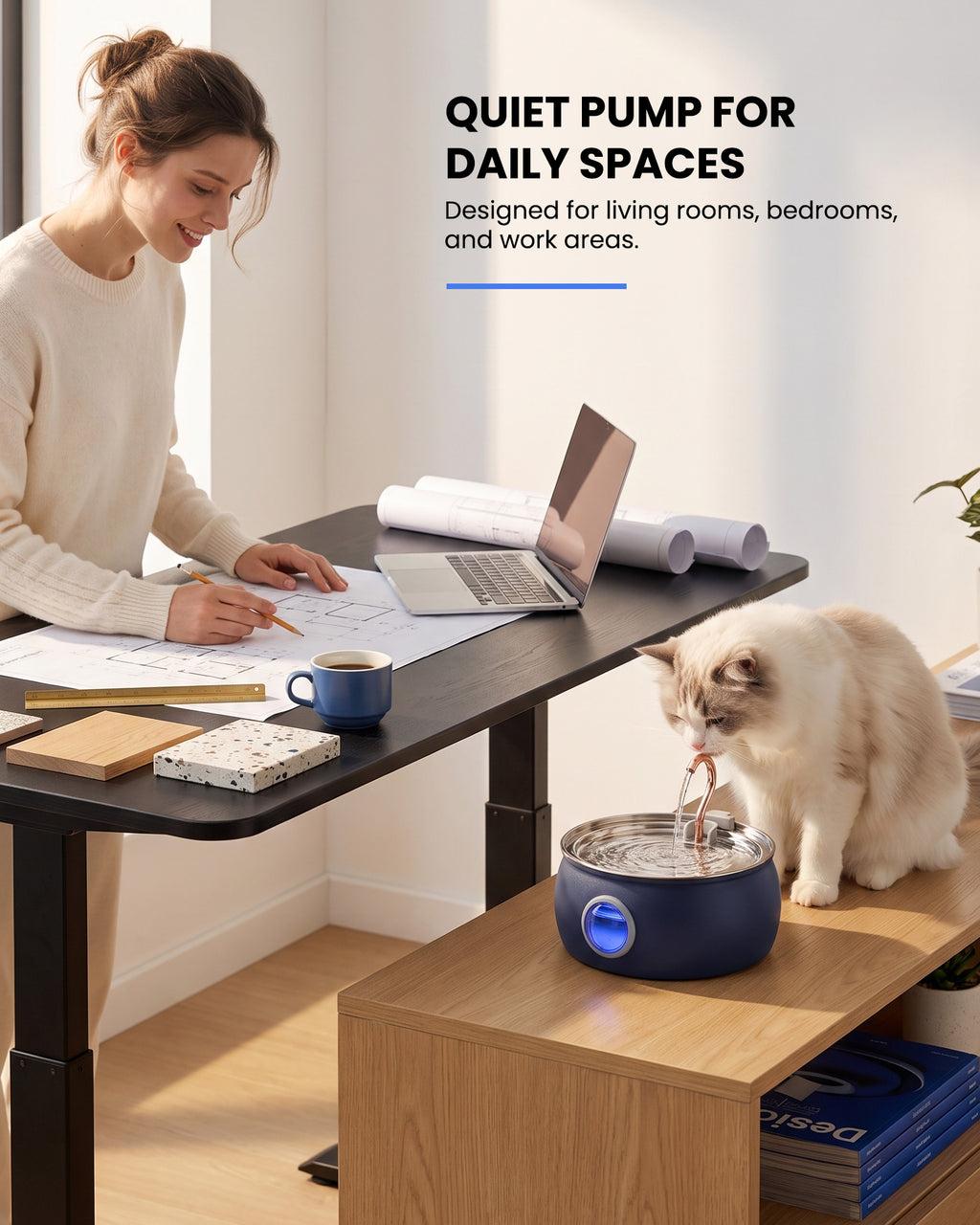 4L painted blue pet water dispenser, stainless steel liner, electroplated copper faucet-Tomxcute - WF-T2CWX