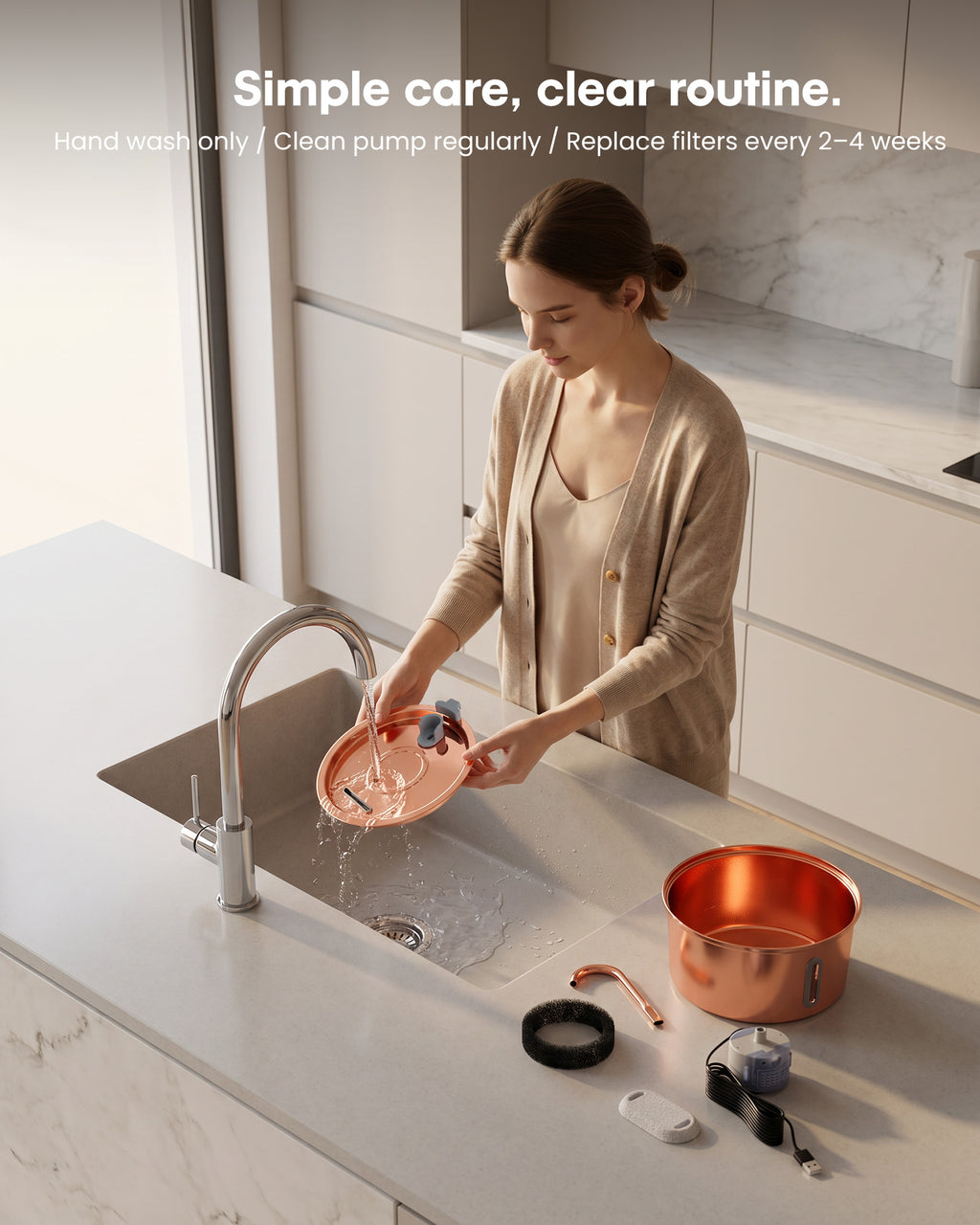3.2L/108oz Electroplated Copper Pet Drinking Water Dispenser
