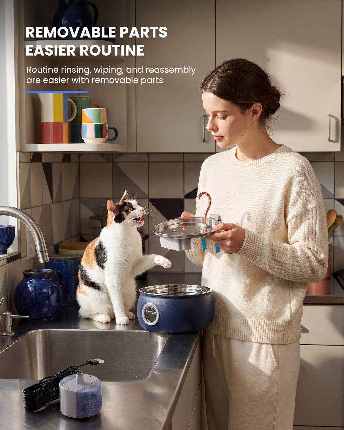 4L painted blue pet water dispenser, stainless steel liner, electroplated copper faucet-Tomxcute - WF-T2CWX