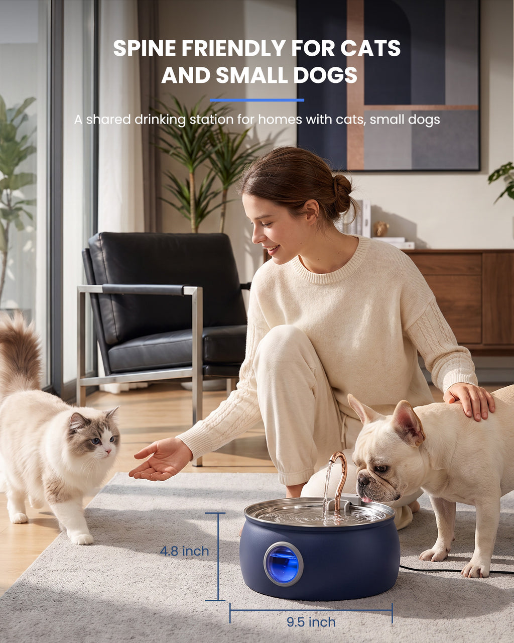 4L painted blue pet water dispenser, stainless steel liner, electroplated copper faucet-Tomxcute - WF-T2CWX