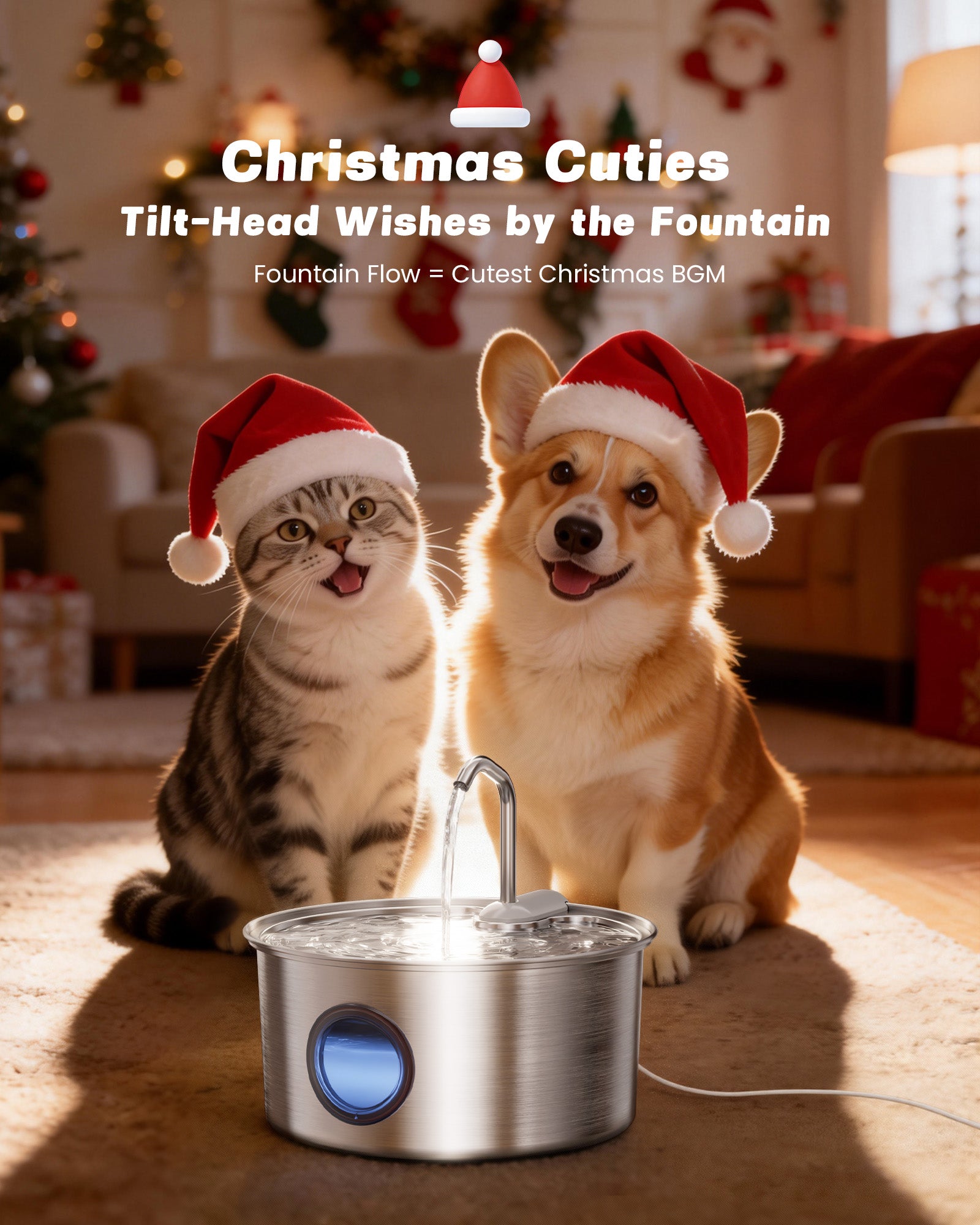 3.2L Stainless Steel Visible Window Pet Water Dispenser