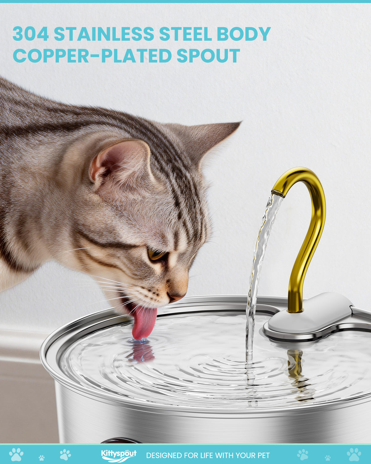 3.2L Stainless Steel Pet Drinking Water Electric Copper-plated Faucet WF-P12
