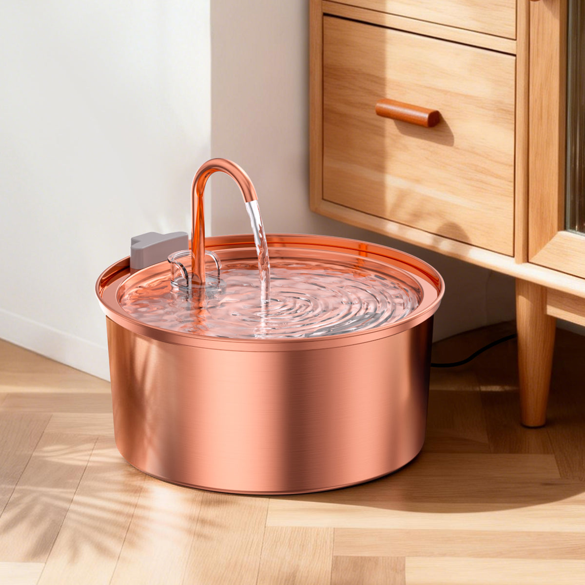 Tomxcute Stainless Steel Cat Water Fountain with Copper-Plated 108oz/3.2L