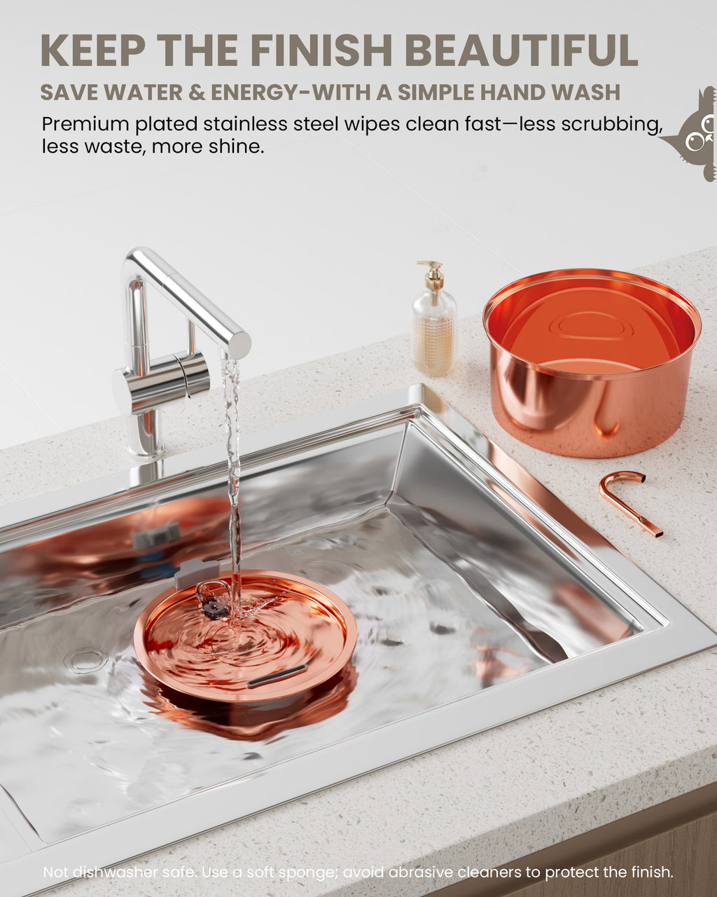 Tomxcute Stainless Steel Cat Water Fountain with Copper-Plated 108oz/3.2L