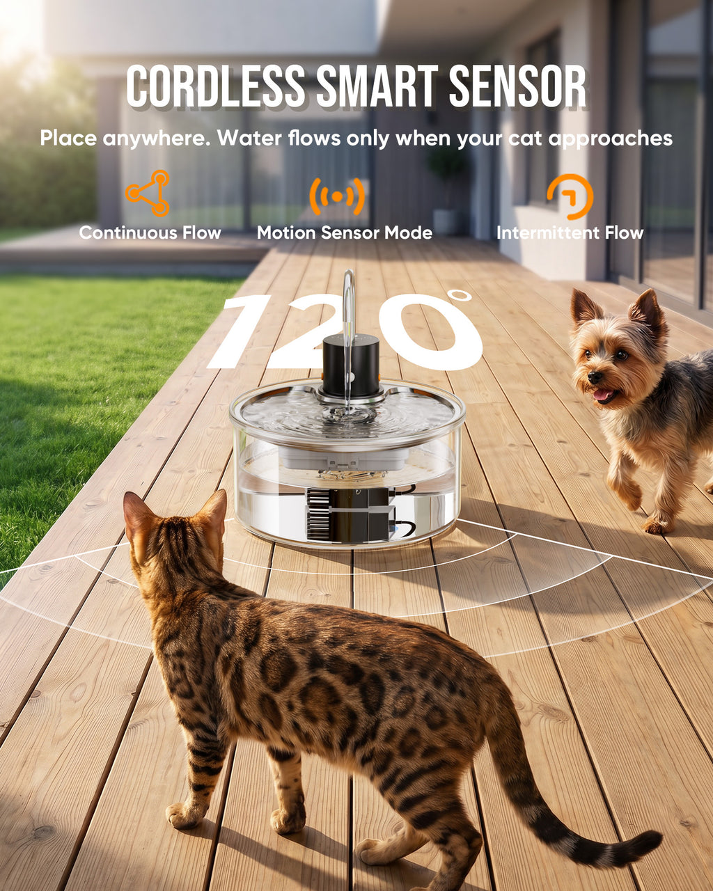 Wireless Glass Cat Water Fountain, 108oz/3.2L
