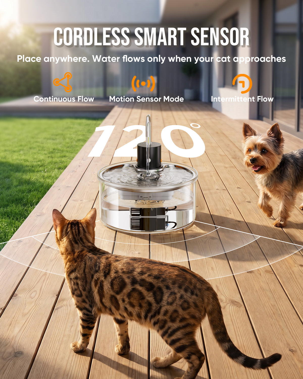 Wireless Glass Cat Water Fountain, 108oz/3.2L