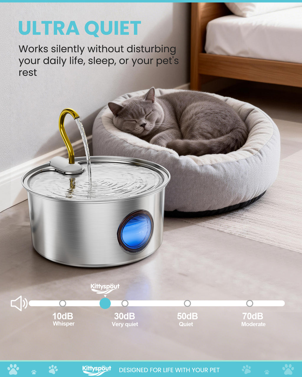 3.2L Stainless Steel Pet Drinking Water Electric Copper-plated Faucet WF-P12