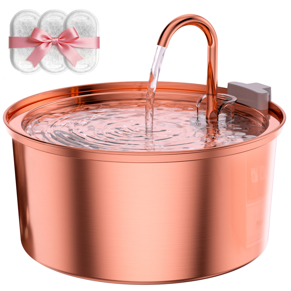 Tomxcute Stainless Steel Cat Water Fountain with Copper-Plated 108oz/3.2L