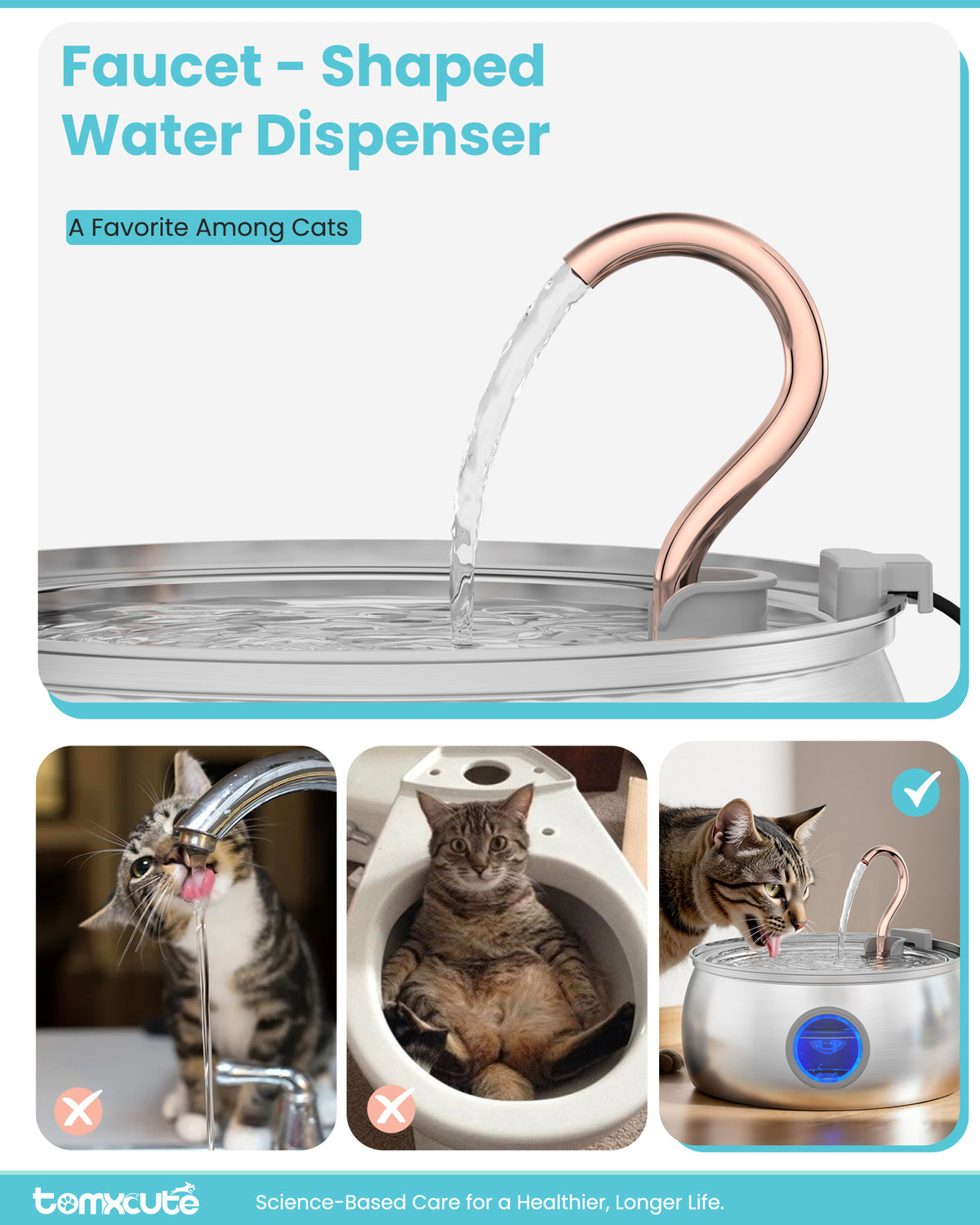 4L / 135oz Stainless Steel Pet Water Dispenser with Visual Window WF-T2CWX