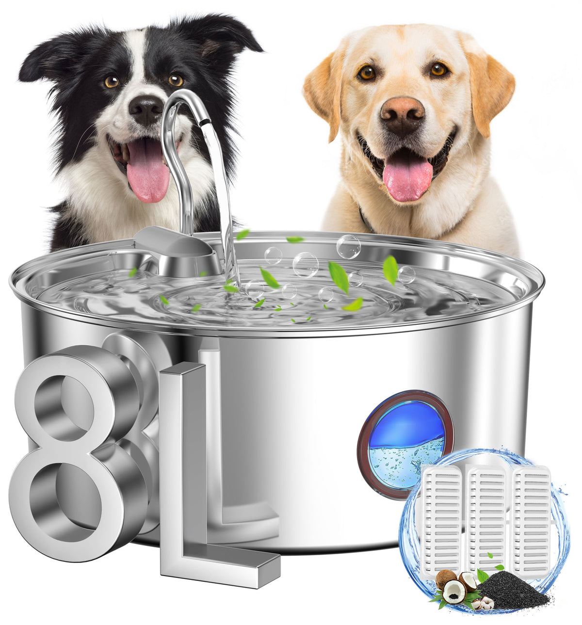 8L / 270oz Large Dog Multi-Pet Smart Water Dispenser Wireless Sensor WF-G20N