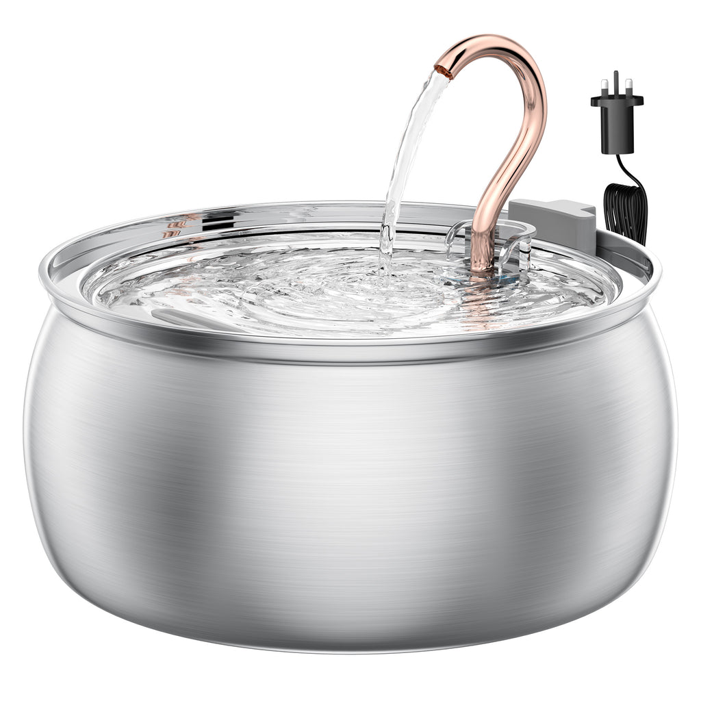 Tomxcute Stainless Steel Cat Water Fountain, Swan Neck Multi-Pet Dispenser