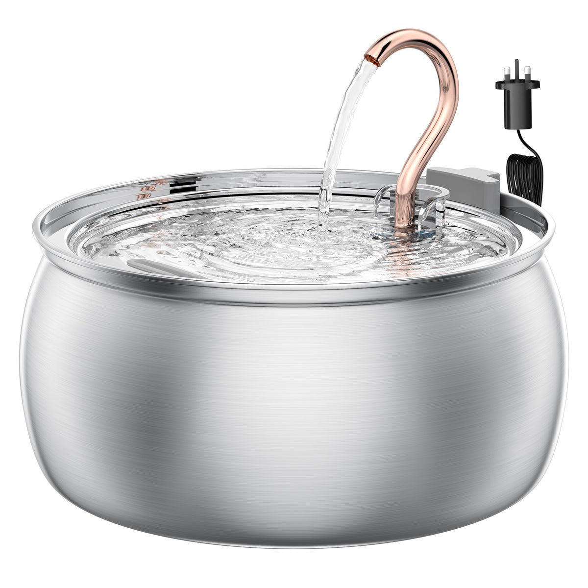 Tomxcute Stainless Steel Cat Water Fountain, Swan Neck Multi-Pet Dispenser