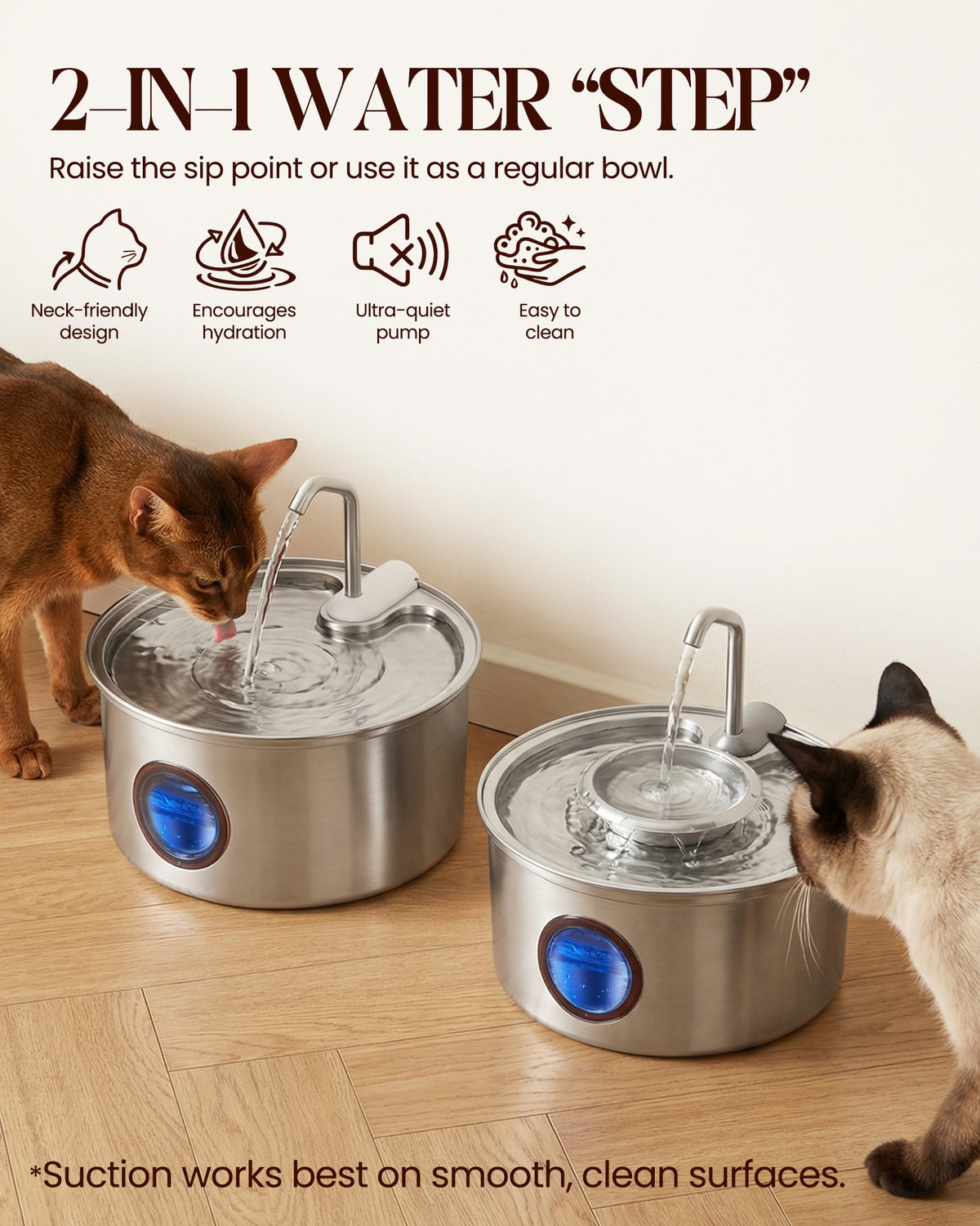3.2L Stainless Steel Pet Water Dispenser with Water Storage Bowl