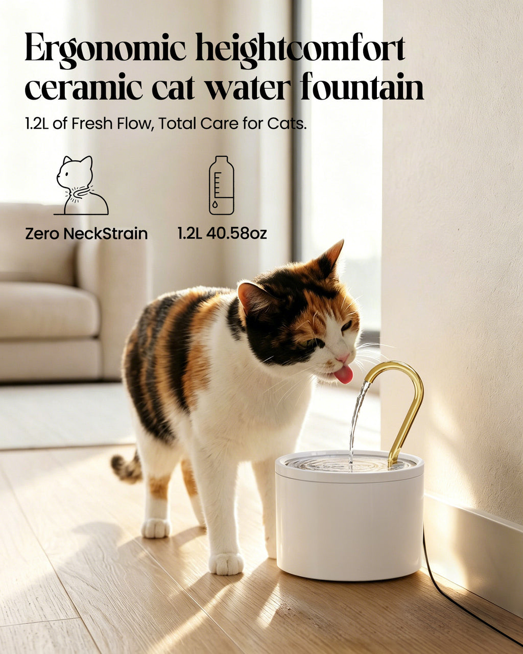 1.2L Ceramic Pet Water Dispenser WF-C02