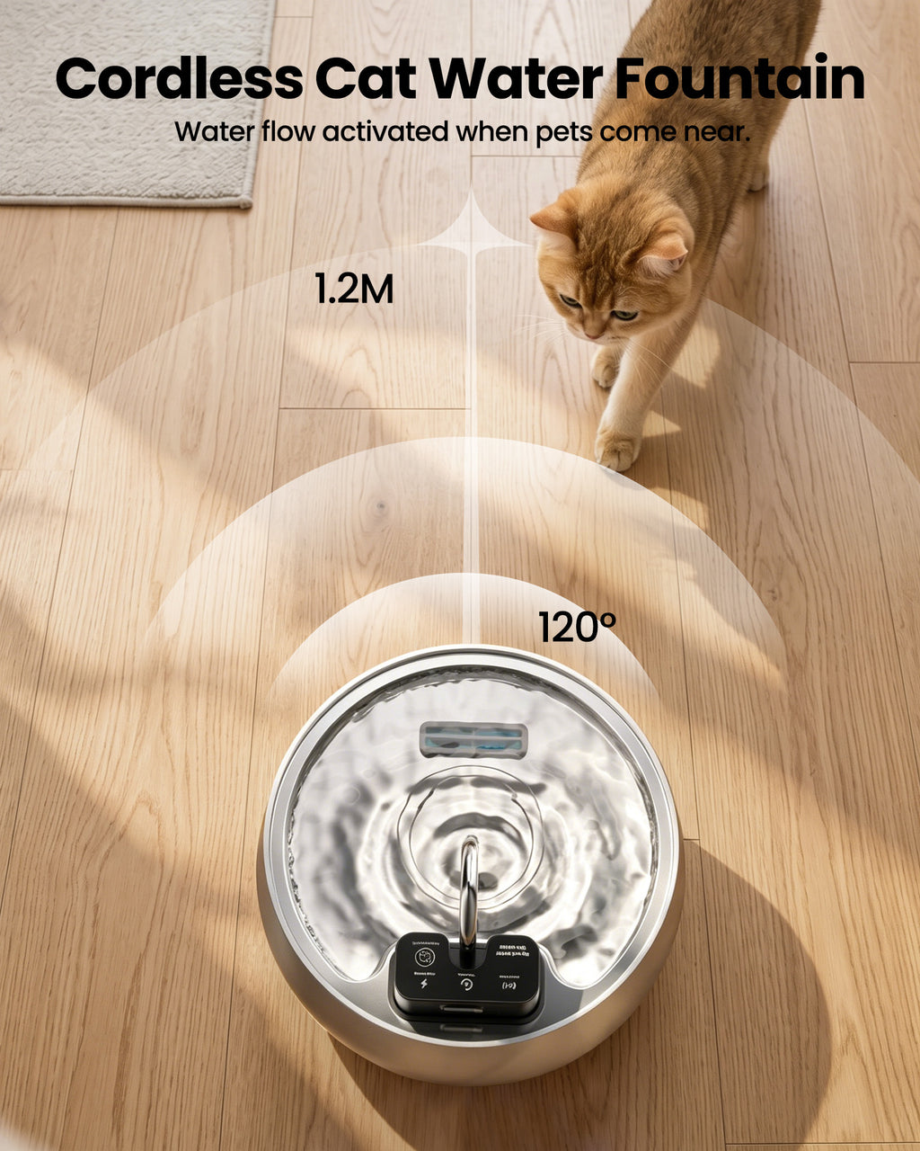4L Smart Sensor Model, Stainless Steel Pet Water Dispenser with Water Level Indicator Window-Tomxcute-4LWF-T2WXpro