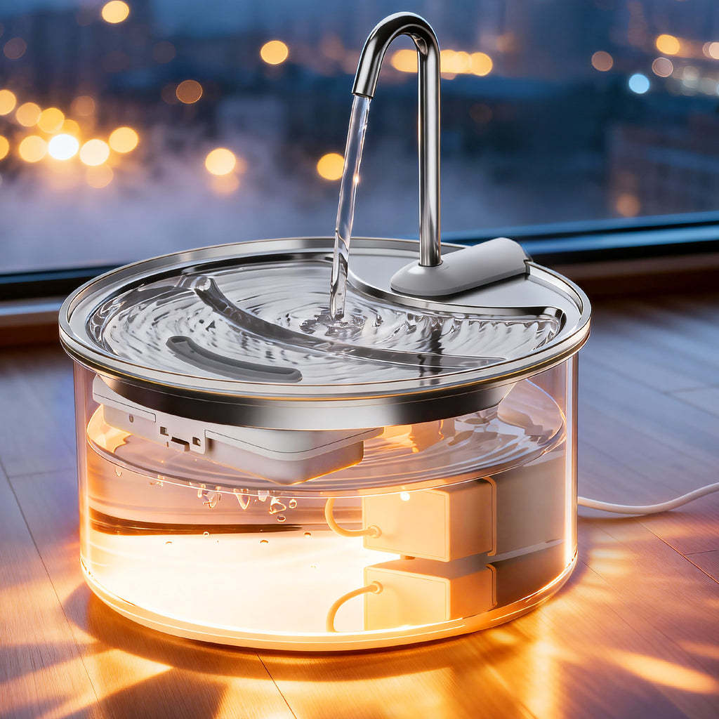 Tomxcute Glass Cat Water Fountain-84oz Dishwasher Safe Cat & Dog Fountain