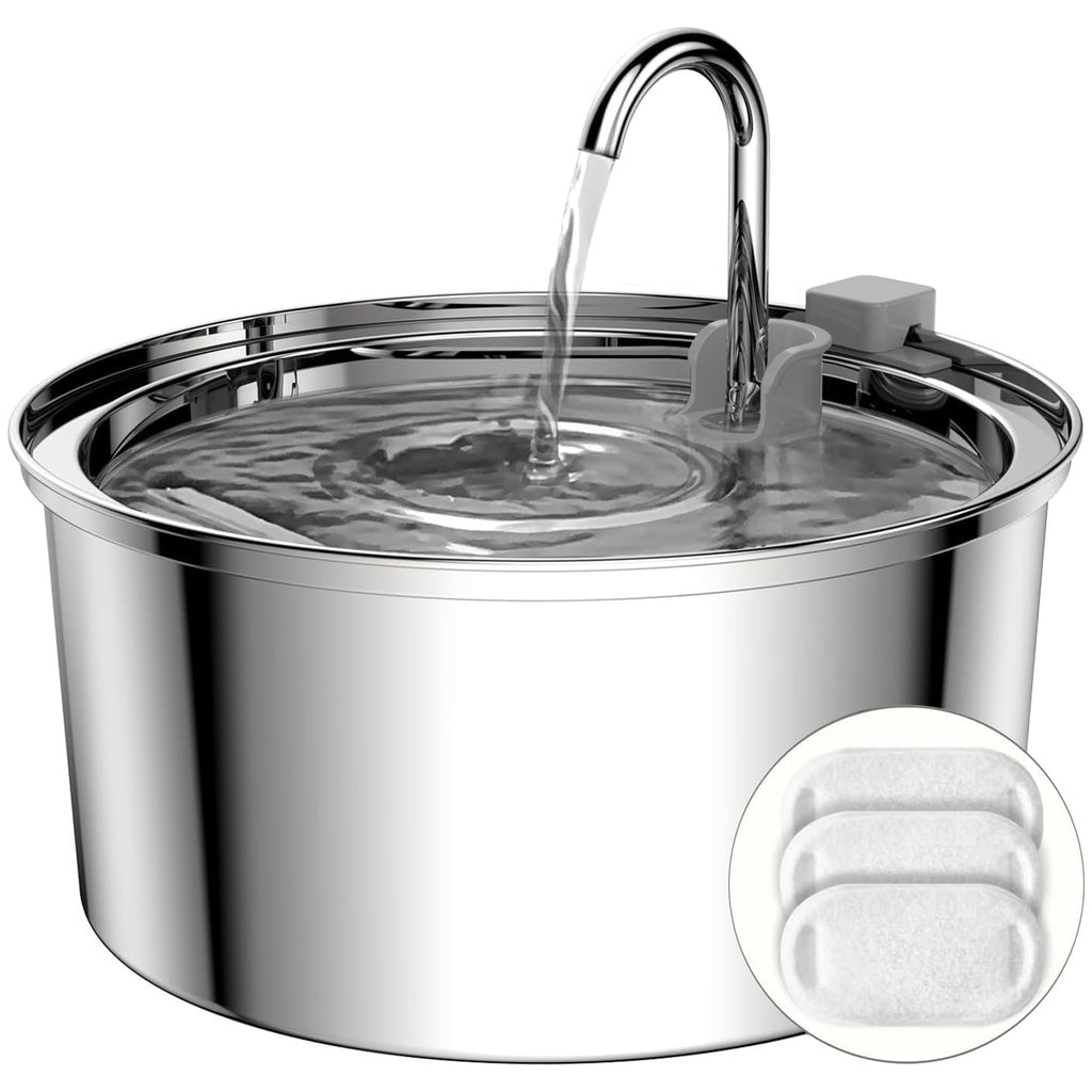Tomxcute Cat Water Fountain Stainless Steel, 108oz/3.2L Pet Fountain