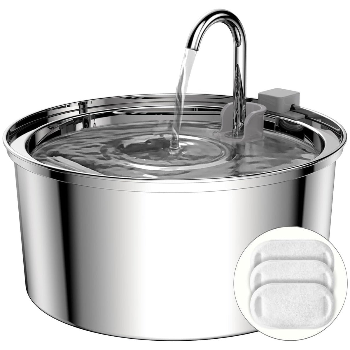 Tomxcute Cat Water Fountain Stainless Steel, 108oz/3.2L Pet Fountain