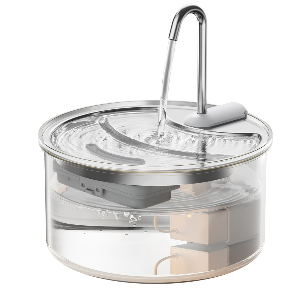 Tomxcute Glass Cat Water Fountain-84oz Dishwasher Safe Cat & Dog Fountain