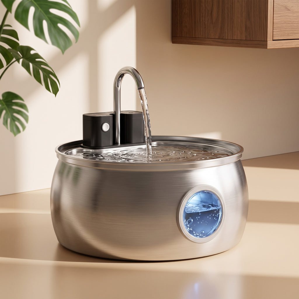 4L Smart Sensor Model, Stainless Steel Pet Water Dispenser with Water Level Indicator Window-Tomxcute-4LWF-T2WXpro