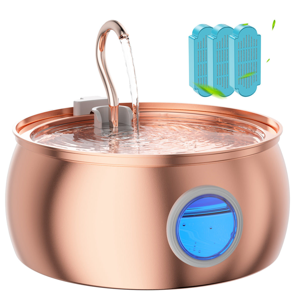 Tomxcute Stainless Steel Cat Water Fountain with Copper-Plated 108oz/3.2L_WF-T2CWX