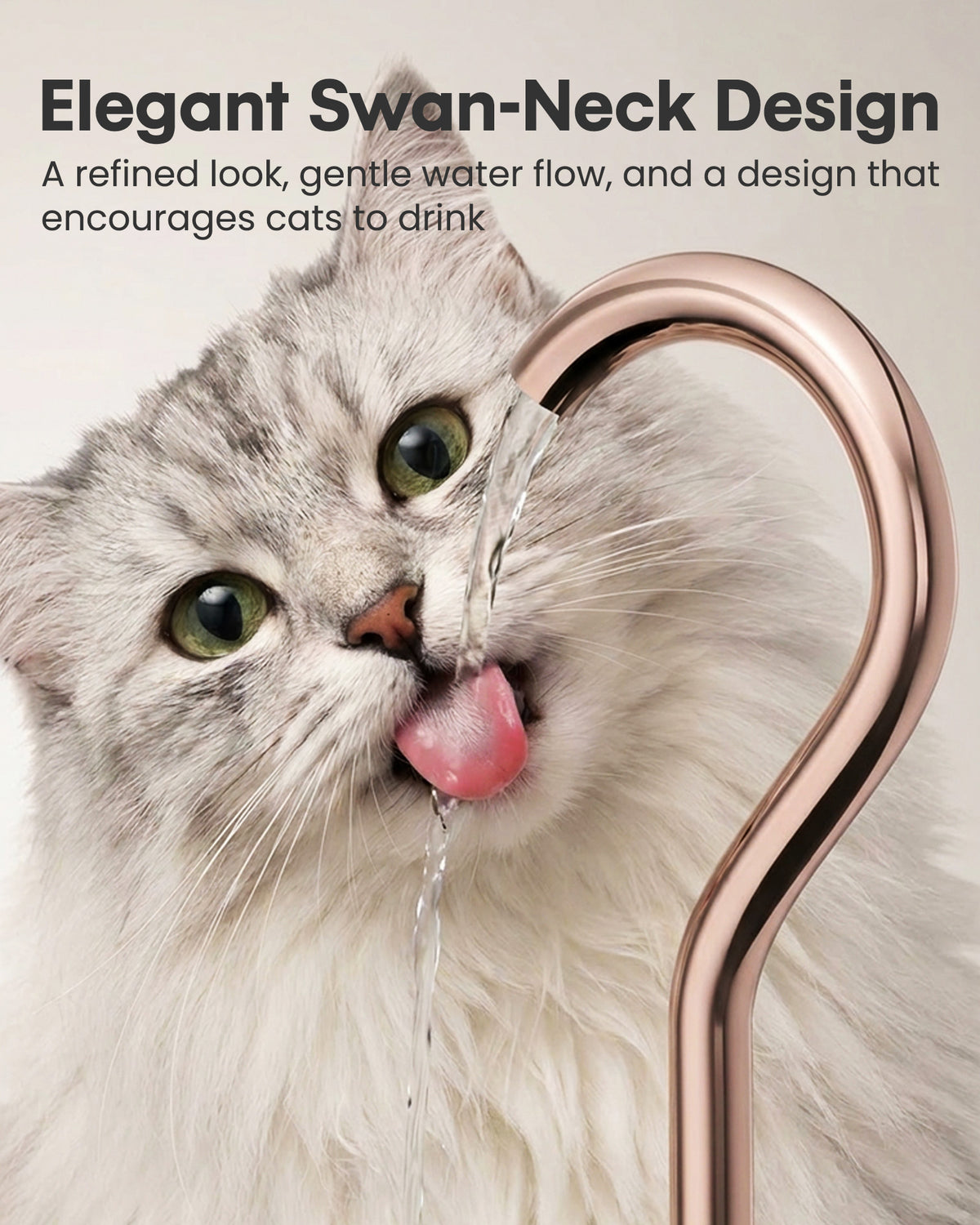 Tomxcute Stainless Steel Cat Water Fountain, Swan Neck Multi-Pet Dispenser