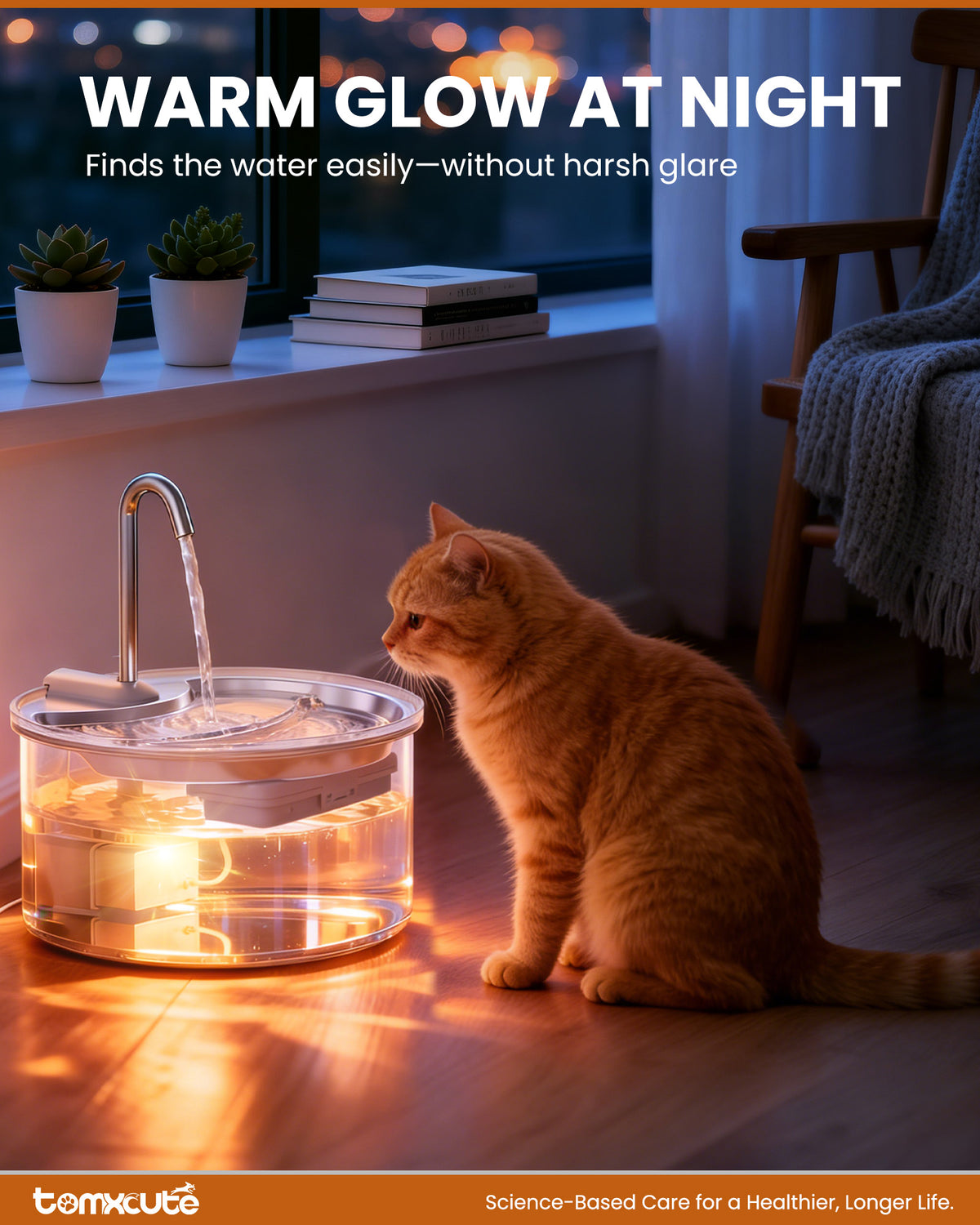 Tomxcute Glass Cat Water Fountain-84oz Dishwasher Safe Cat & Dog Fountain