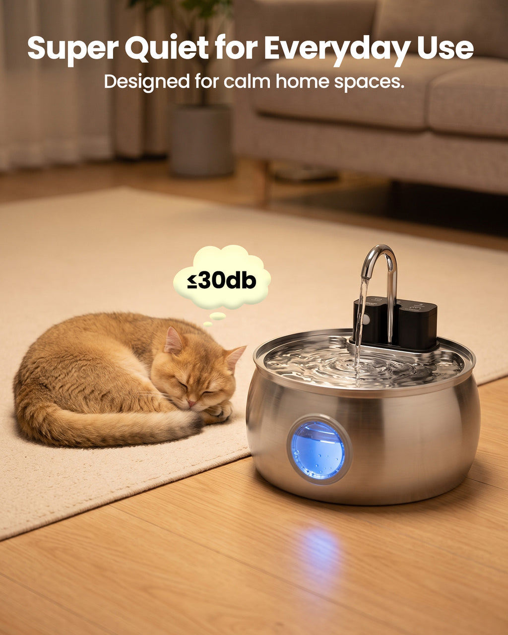 4L Smart Sensor Model, Stainless Steel Pet Water Dispenser with Water Level Indicator Window-Tomxcute-4LWF-T2WXpro