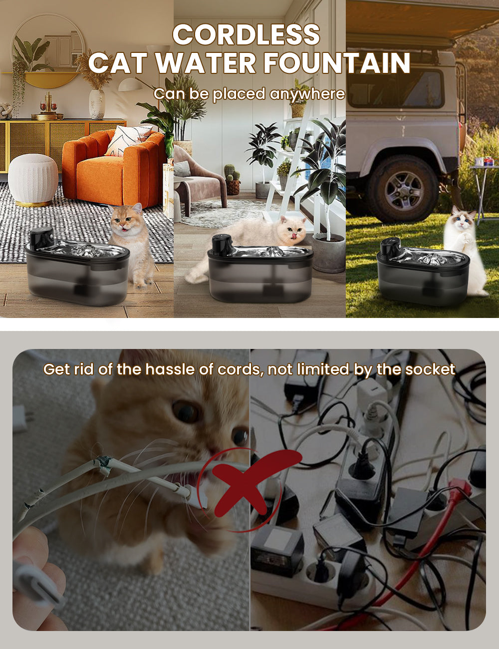 3L/101oz Intelligent Wireless Pet Water Dispenser Fountain Water Outlet