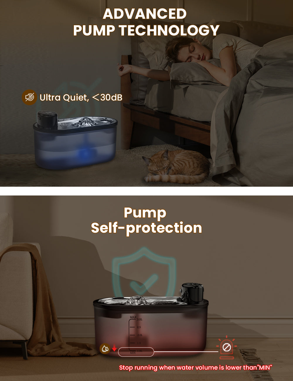 3L/101oz Intelligent Wireless Pet Water Dispenser Fountain Water Outlet
