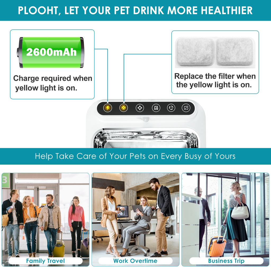 3.2L/108oz Rechargeable Pet Water Fountain with Sensor WF-P8Pro