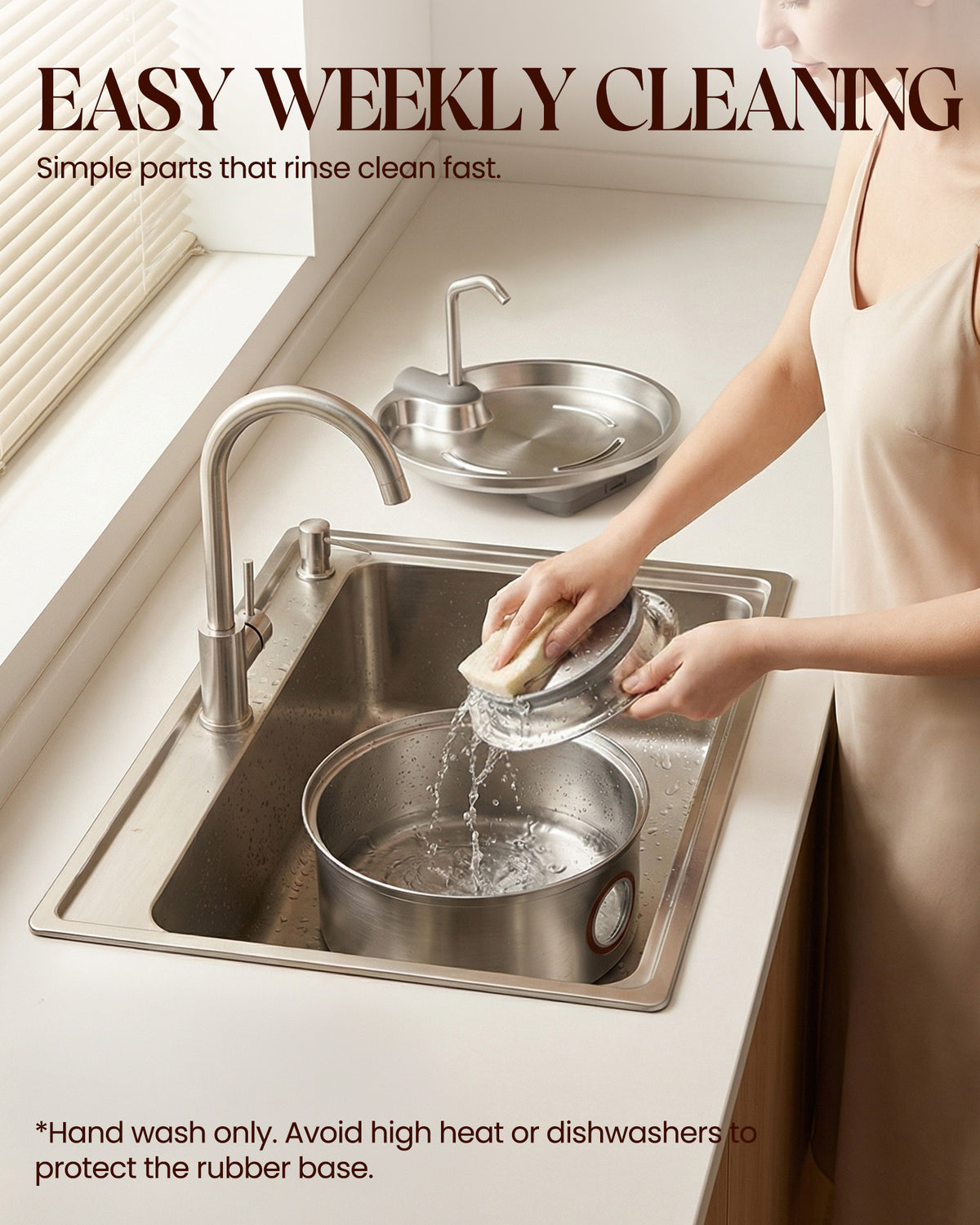 3.2L Stainless Steel Pet Water Dispenser with Water Storage Bowl